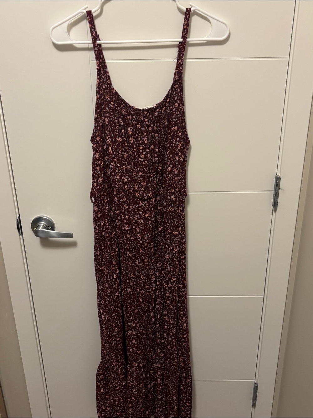 Wallflower Burgundy Floral Sleeveless Maxi Dress with Pink Motif